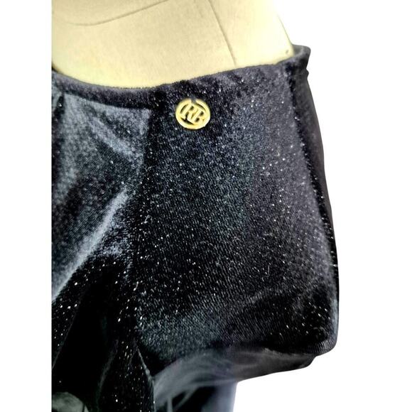 Roberta Biagi Italy ItBlack Velvet shimmer Poly blend LS Middy Top  Sz M - Picture 4 of 7